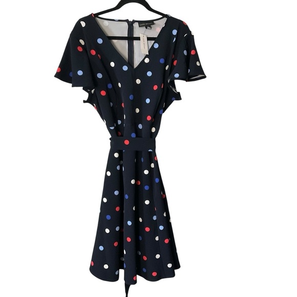 Lane Bryant Polka Dot Midi Dress - Black, Red, Blue, White - Picture 2 of 7
